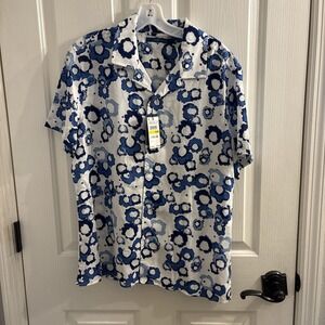 Perry Ellis Men's Short-Sleeve Shirt Size Small Bright White  Blue NWT $79.50